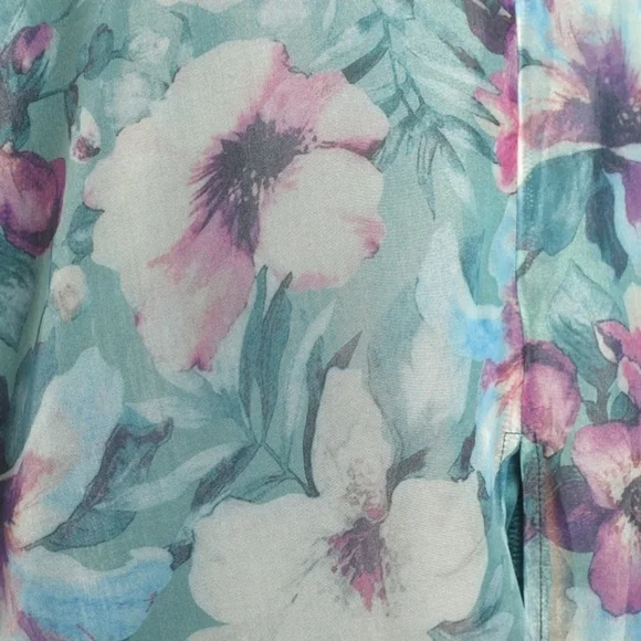 Lulu's Floral Teal and Lavender‎ Maxi Dress - Picture 3 of 7